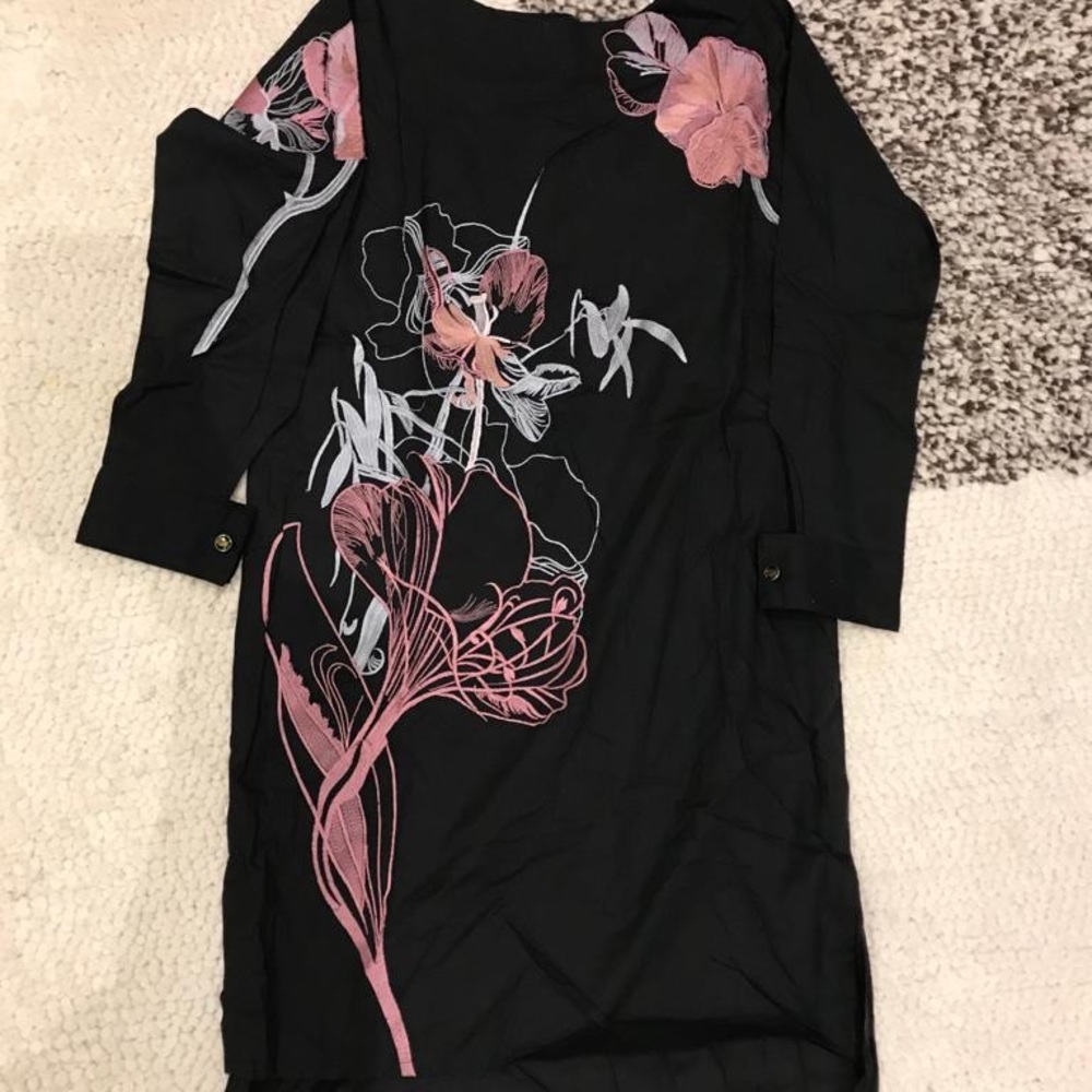 This black embroidered kurta in lawn material